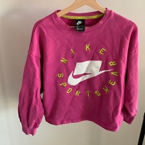 Nike womens hot pink crop sweatshirt size Small